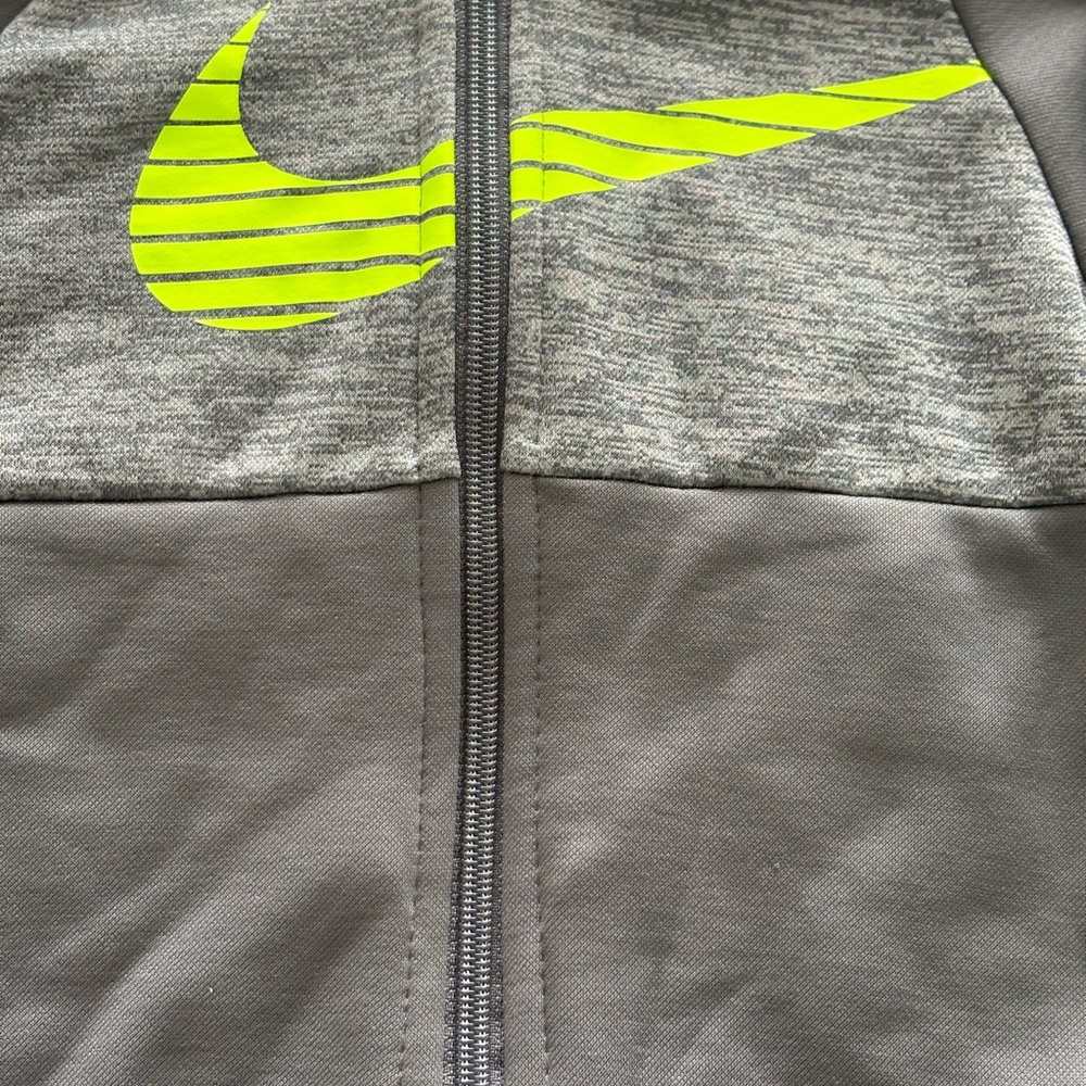 Nike Gray and Yellow Zip-Up Hoodie Boy Sweatshirt - Picture 2 of 4